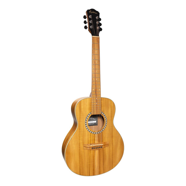 Martinez Left Handed Acoustic-Electric Short-Scale Guitar (Jati-Teakwood)-MZP-SS2L-JTK