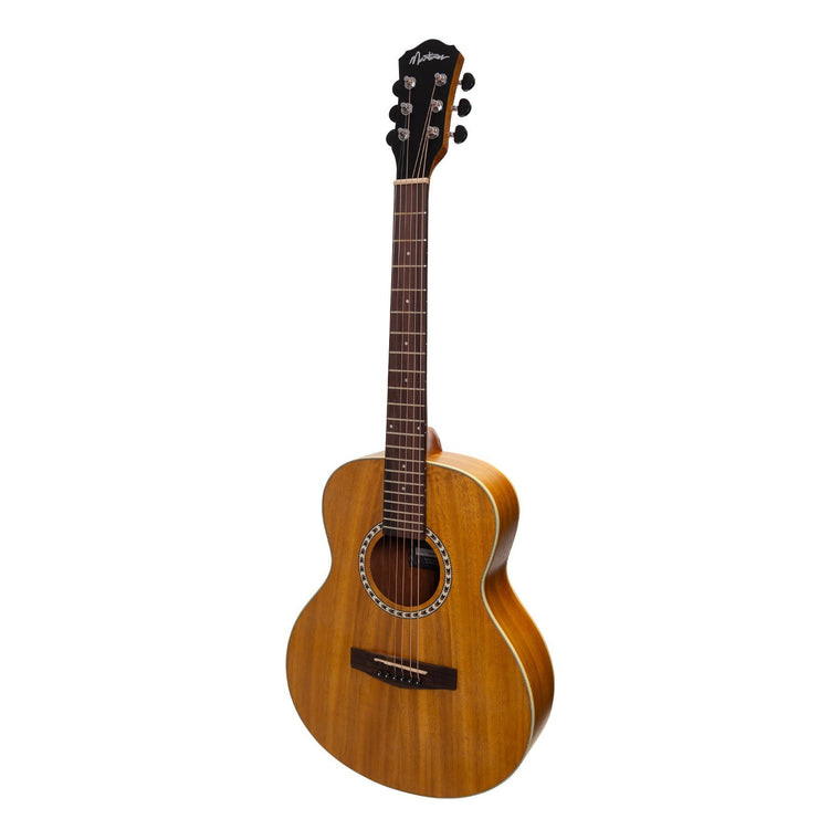 Martinez Left Handed Acoustic Short Scale Guitar (Koa)