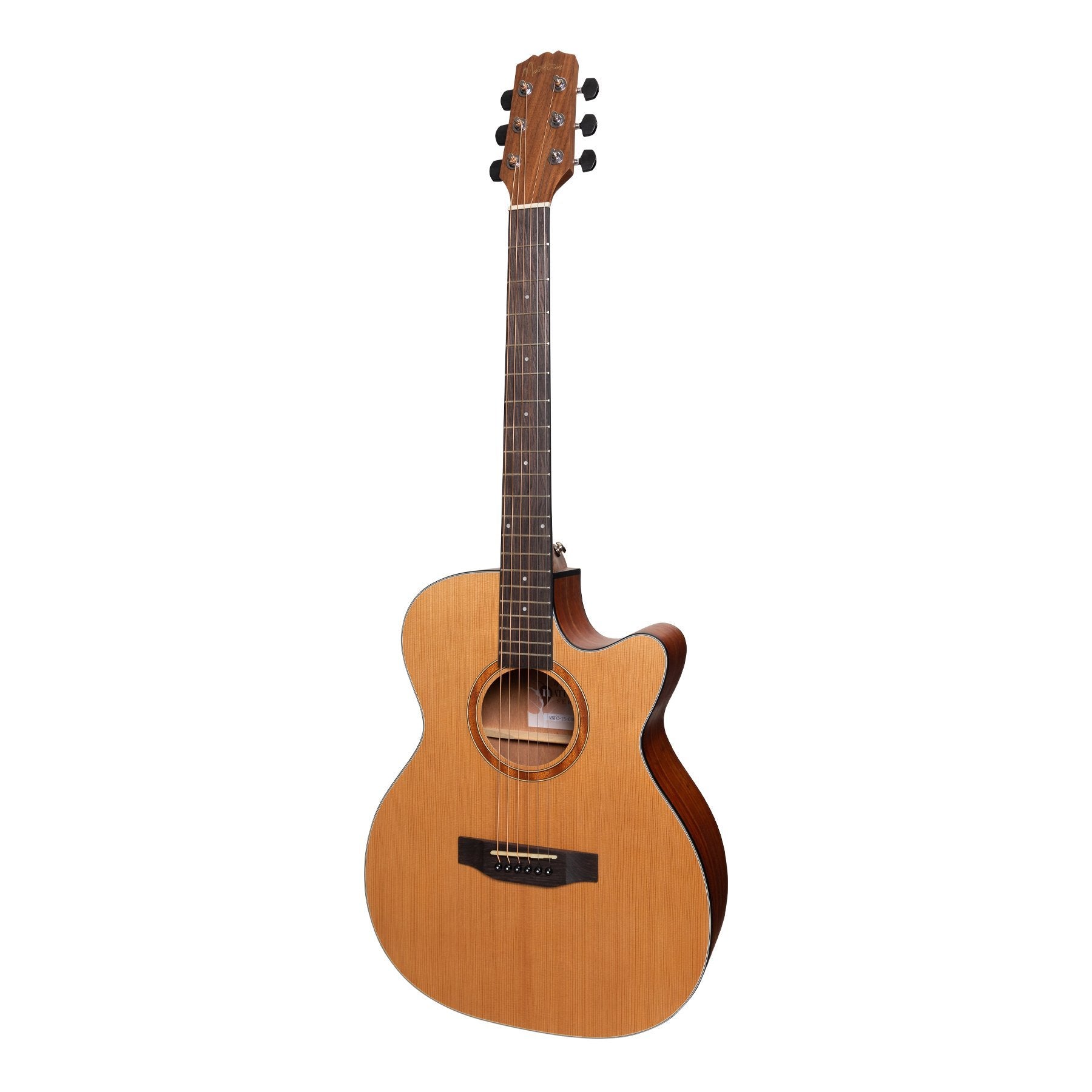 Martinez 'Natural Series' Cedar Top Acoustic-Electric Small Body Cutaway Guitar (Open Pore)-MNFC-15-COP