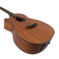 Martinez 'Natural Series' Left Handed Mahogany Top 12-String Acoustic-Electric Small Body Cutaway Guitar (Open Pore)