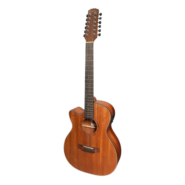 Martinez 'Natural Series' Left Handed Mahogany Top 12-String Acoustic-Electric Small Body Cutaway Guitar (Open Pore)-MNFC-1512L-MOP