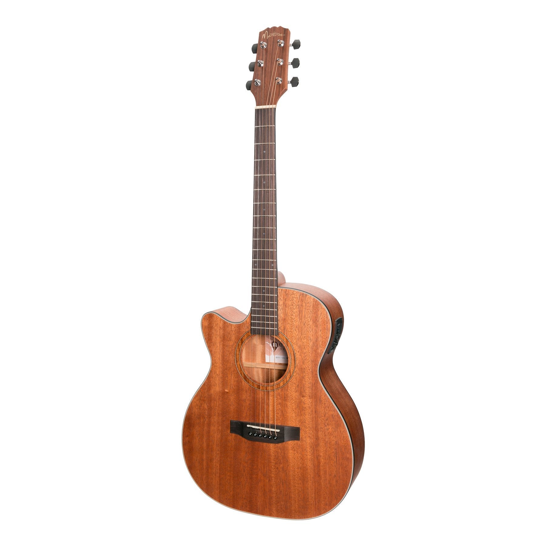 Martinez 'Natural Series' Left Handed Mahogany Top Acoustic-Electric Small Body Cutaway Guitar (Open Pore)-MNFC-15L-MOP