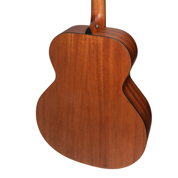 Martinez 'Natural Series' Left Handed Solid Mahogany Top Acoustic-Electric Bass Guitar (Open Pore)