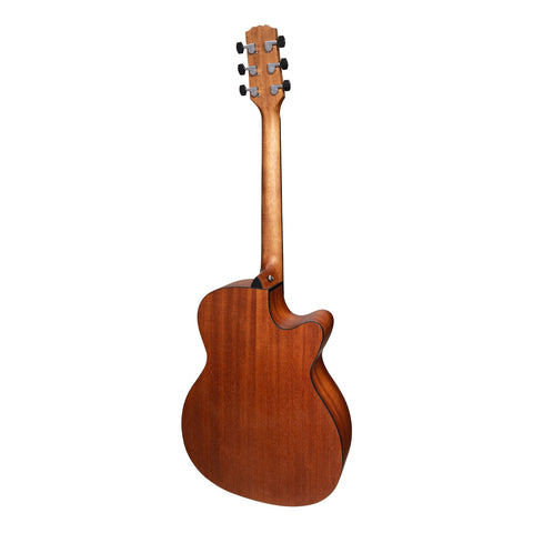 Martinez 'Natural Series' Left Handed Solid Mahogany Top Acoustic-Electric Small Body Cutaway Guitar (Open Pore)-MNFC-15SL-MOP