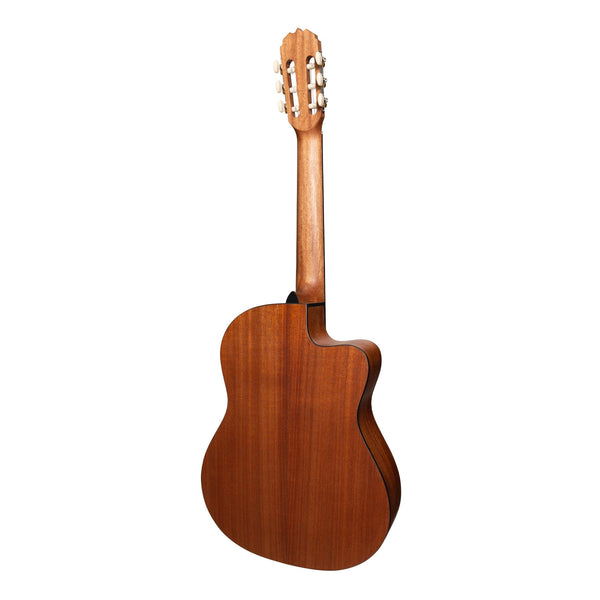 Martinez 'Natural Series' Left Handed Solid Spruce Top Acoustic-Electric Classical Cutaway Guitar (Open Pore)