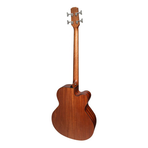 Martinez 'Natural Series' Left Handed Solid Spruce Top Acoustic-Electric Cutaway Bass Guitar (Open Pore)-MNBC-15SL-SOP