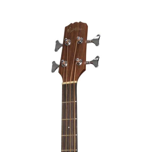 Martinez 'Natural Series' Left Handed Solid Spruce Top Acoustic-Electric Cutaway Bass Guitar (Open Pore)