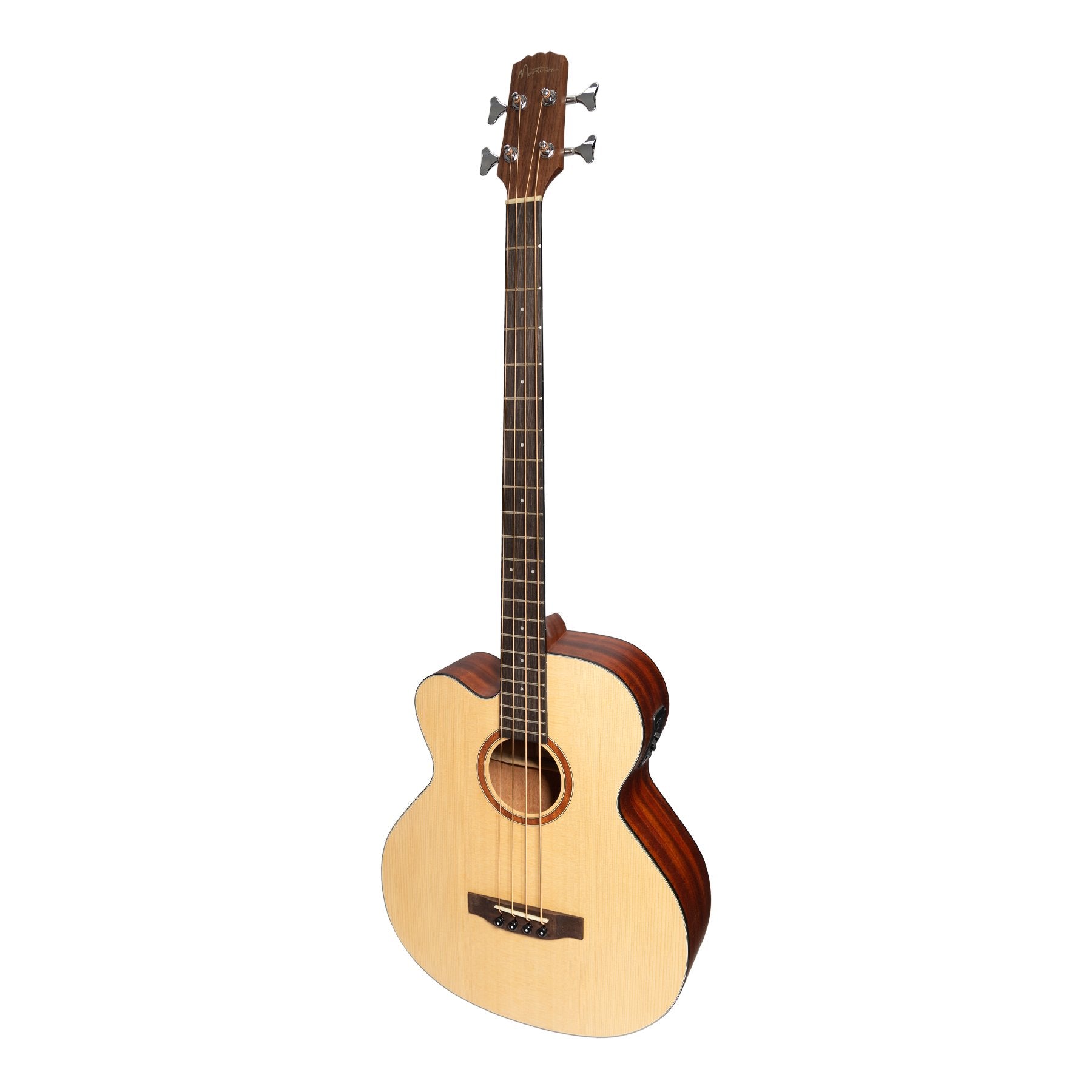 Martinez 'Natural Series' Left Handed Solid Spruce Top Acoustic-Electric Cutaway Bass Guitar (Open Pore)-MNBC-15SL-SOP