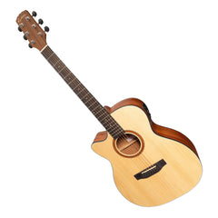 Martinez 'Natural Series' Left Handed Spruce Top Acoustic-Electric Small Body Cutaway Guitar (Open Pore)