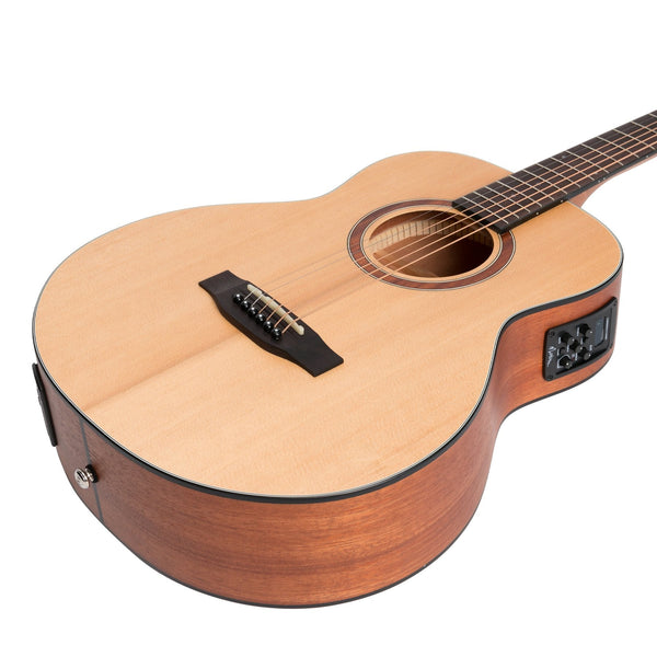 Martinez 'Natural Series' Left Handed Spruce Top Mini Short Scale Acoustic-Electric Guitar (Open Pore)-MNS-15L-SOP