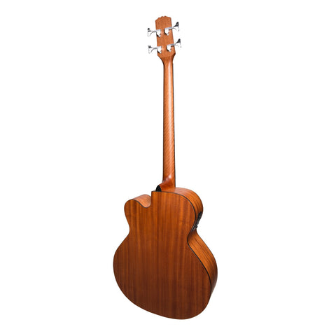 Martinez 'Natural Series' Mahogany Top Acoustic-Electric Cutaway Bass Guitar (Open Pore)