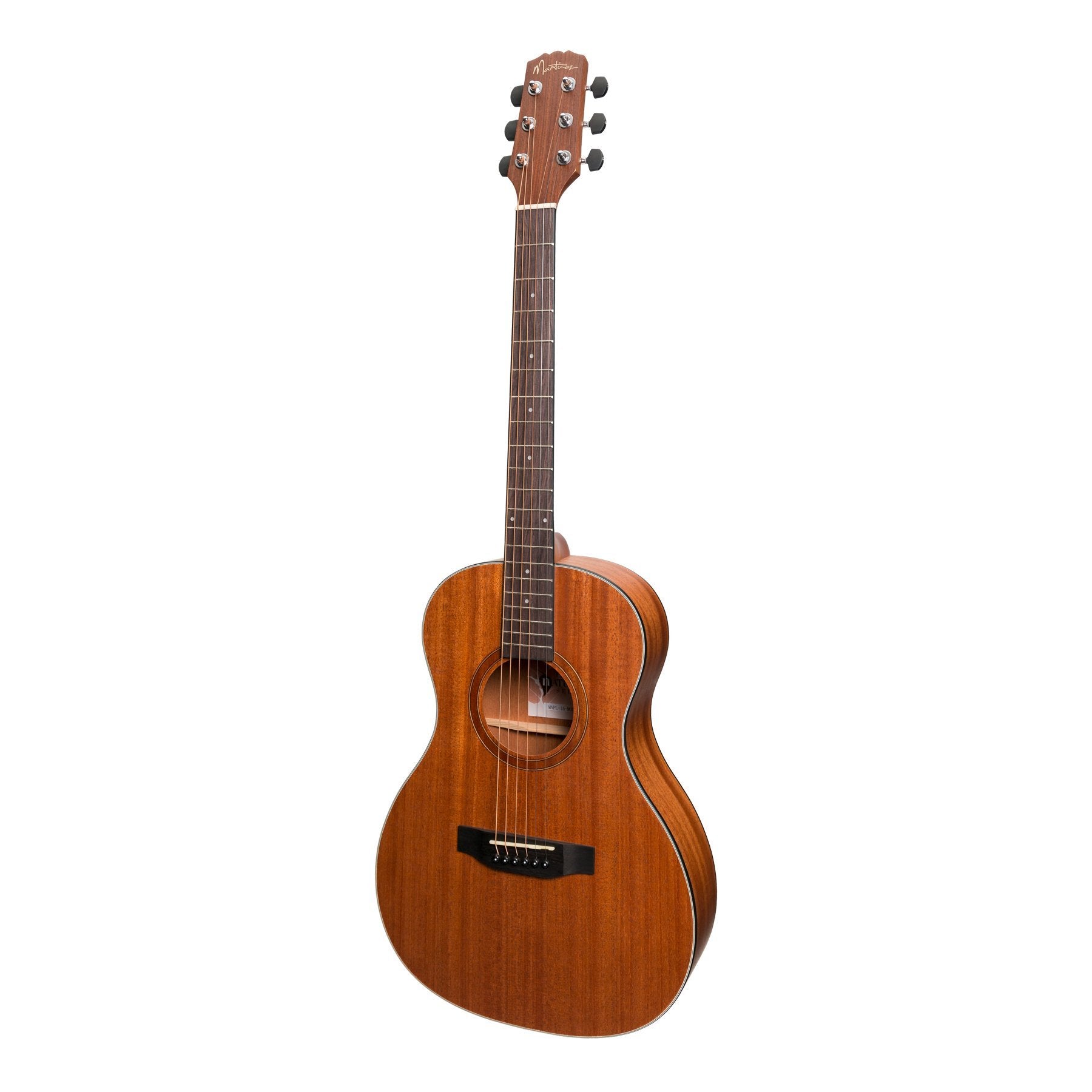 Martinez 'Natural Series' Mahogany Top Acoustic-Electric Parlour Guitar (Open Pore)-MNPL-15-MOP