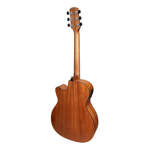 Martinez 'Natural Series' Mahogany Top Acoustic-Electric Small Body Cutaway Guitar (Open Pore)-MNFC-15-MOP