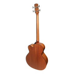Martinez 'Natural Series' Solid Cedar Top Acoustic-Electric Cutaway Bass Guitar (Open Pore)