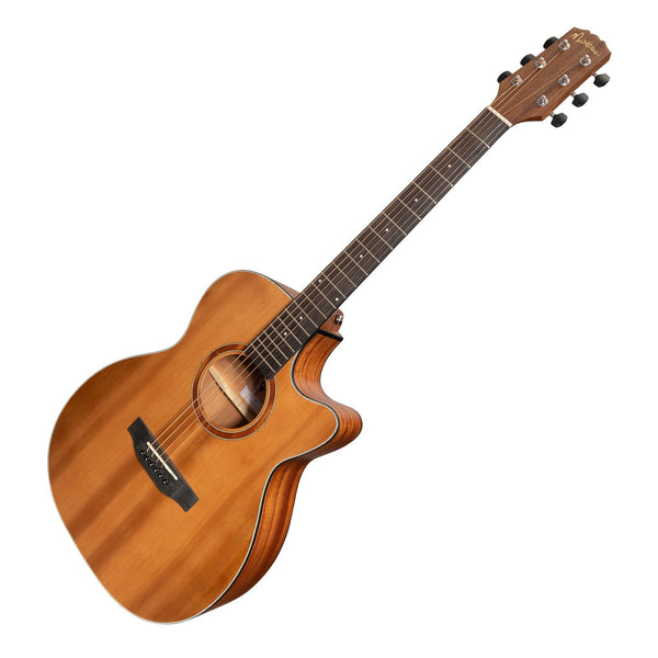 Martinez 'Natural Series' Solid Cedar Top Acoustic-Electric Small Body Cutaway Guitar (Open Pore)-MNFC-15S-COP