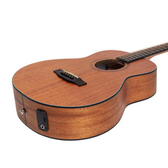 Martinez 'Natural Series' Solid Mahogany Top Acoustic-Electric Mini Short Scale Guitar (Open Pore)