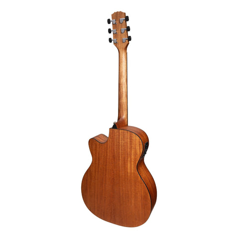 Martinez 'Natural Series' Solid Mahogany Top Acoustic-Electric Small Body Cutaway Guitar (Open Pore)-MNFC-15S-MOP