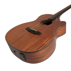 Martinez 'Natural Series' Solid Mahogany Top Acoustic-Electric Small Body Cutaway Guitar (Open Pore)