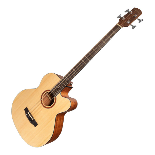 Martinez 'Natural Series' Solid Spruce Top Acoustic-Electric Cutaway Bass Guitar (Open Pore)