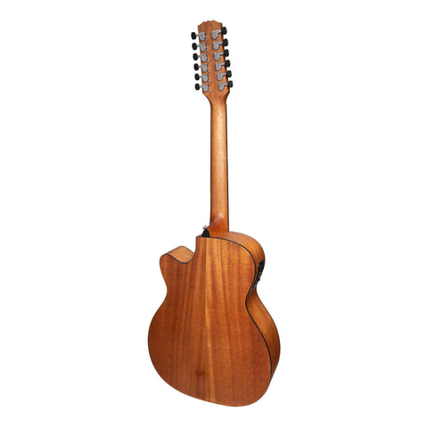Martinez 'Natural Series' Spruce Top 12-String Acoustic-Electric Small Body Cutaway Guitar (Open Pore)-MNFC-1512-SOP
