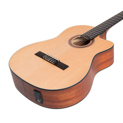 Martinez 'Natural Series' Spruce Top Acoustic-Electric Classical Cutaway Guitar (Open Pore)