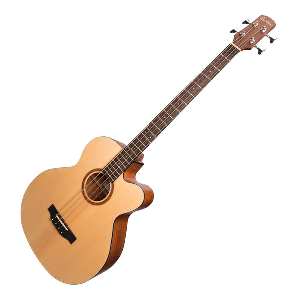 Martinez 'Natural Series' Spruce Top Acoustic-Electric Cutaway Bass Guitar (Open Pore)