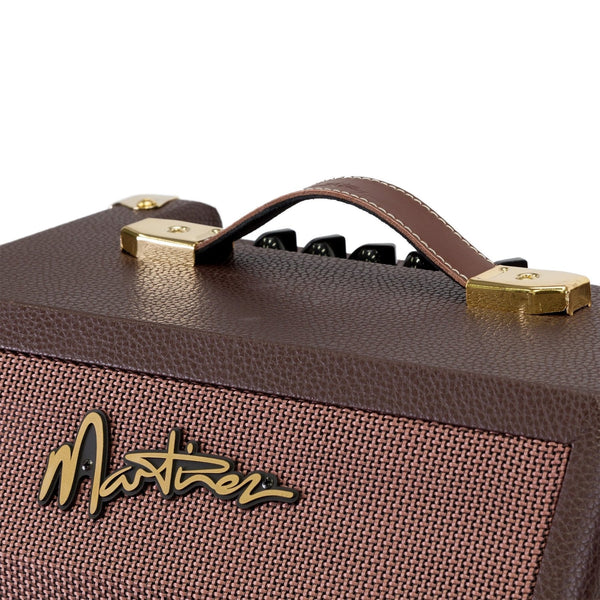 Martinez Retro-Style 15 Watt Acoustic Guitar Amplifier with Chorus (Brown Vinyl)-MAE-15C-BRN