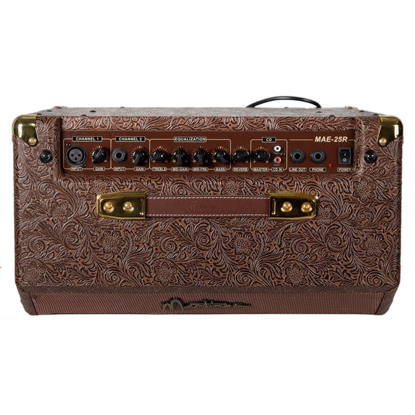 Martinez Retro-Style 25 Watt Acoustic Guitar Amplifier with Reverb (Paisley Brown)