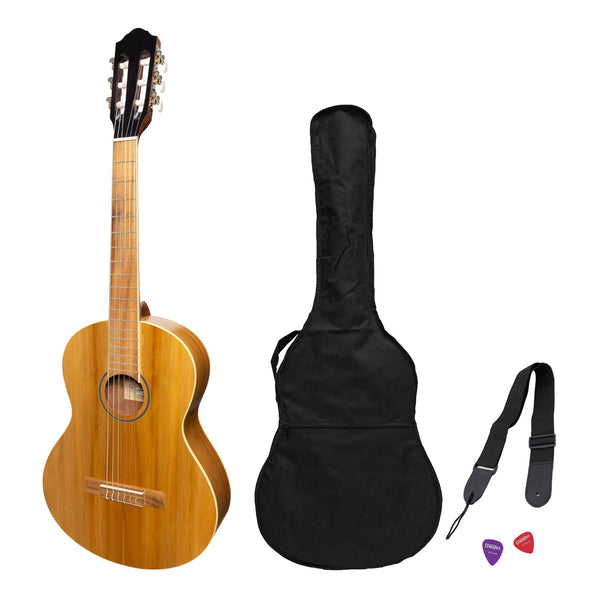 Martinez 'Slim Jim' 3/4 Size Student Classical Guitar Pack with Built In Tuner (Jati-Teakwood)-MP-SJ34T-JTK