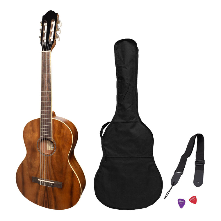 Martinez 'Slim Jim' 3/4 Size Student Classical Guitar Pack with Built In Tuner (Rosewood)