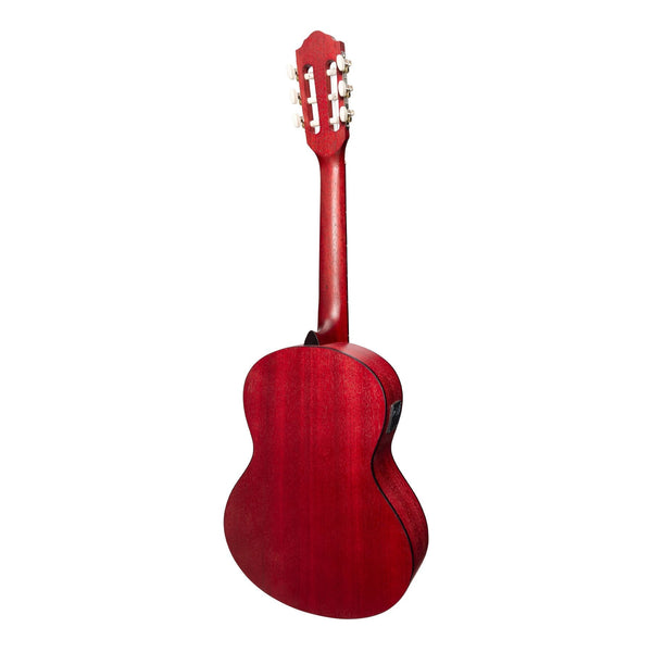 Martinez 'Slim Jim' 3/4 Size Student Classical Guitar Pack with Built In Tuner (Strawberry Pink)