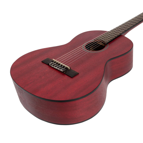 Martinez 'Slim Jim' 3/4 Size Student Classical Guitar Pack with Built In Tuner (Strawberry Pink)