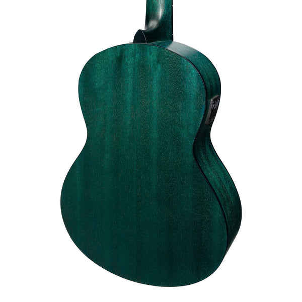 Martinez 'Slim Jim' 3/4 Size Student Classical Guitar with Built In Tuner (Teal Green)