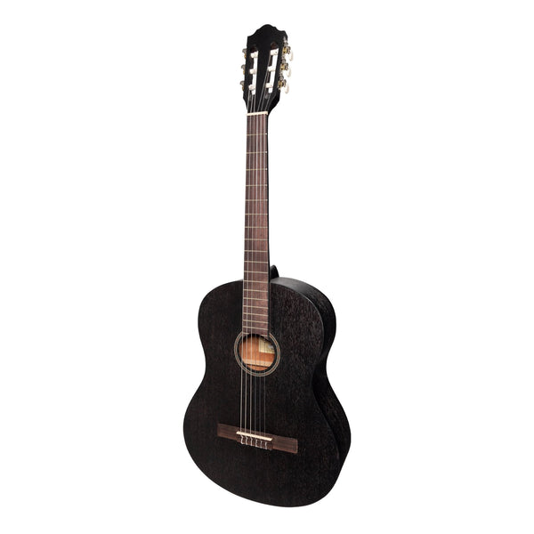 Martinez 'Slim Jim' Full Size Student Classical Guitar Pack with Built In Tuner (Black)
