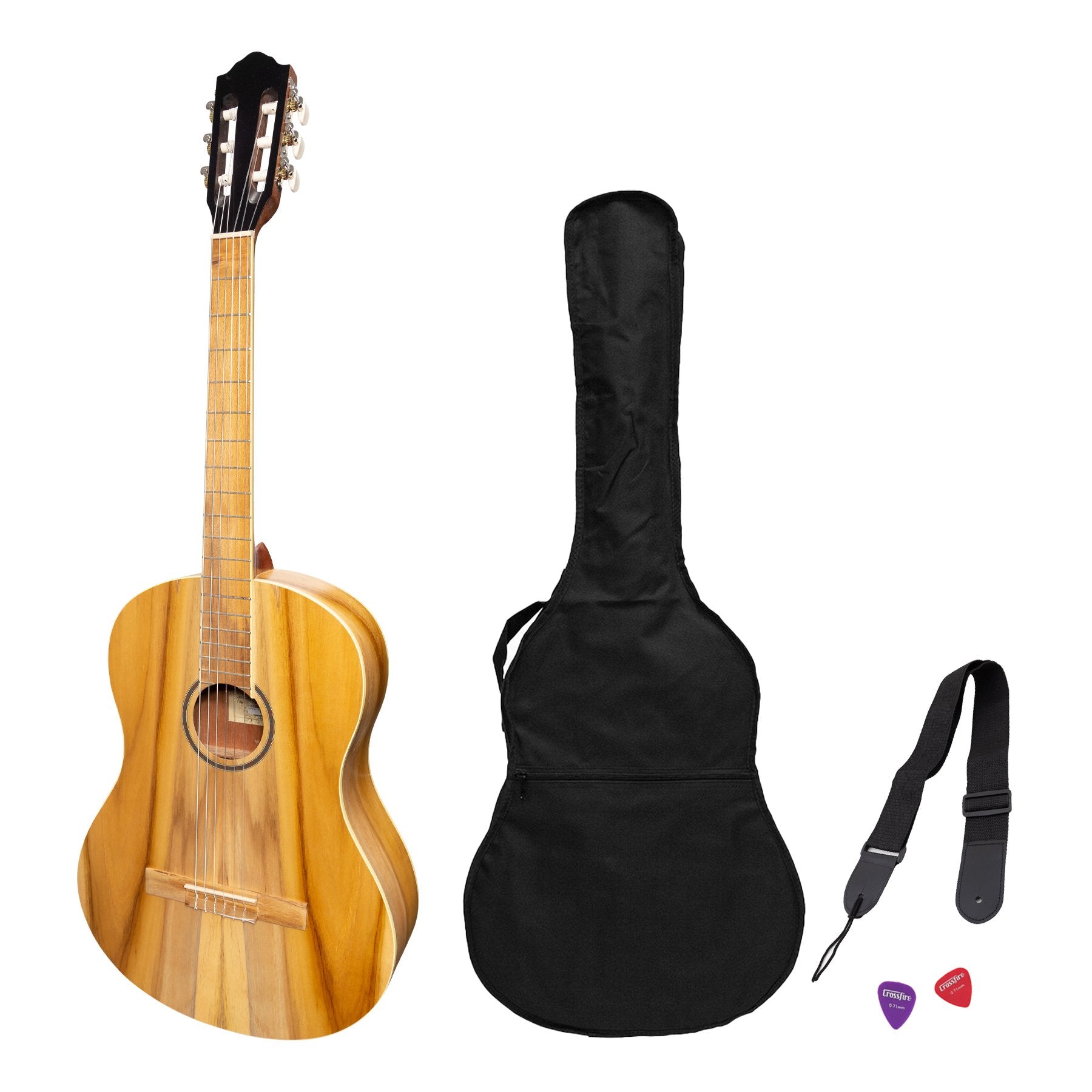 Martinez 'Slim Jim' Full Size Student Classical Guitar Pack with Built In Tuner (Jati-Teakwood)-MP-SJ44T-JTK