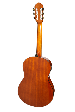 Martinez 'Slim Jim' G-Series 3/4 Size Electric Classical Guitar with Tuner (Amber-Gloss)-MC-SJ34GT-AMB