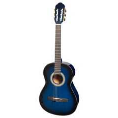 Martinez 'Slim Jim' G-Series 3/4 Size Electric Classical Guitar with Tuner (Blue-Gloss)-MC-SJ34GT-BLS