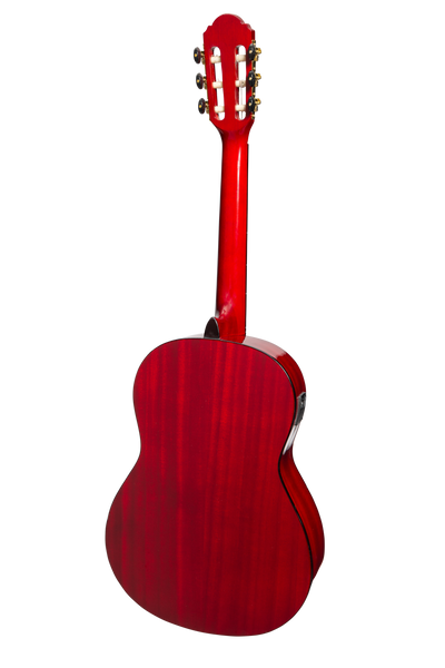 Martinez 'Slim Jim' G-Series 3/4 Size Classical Guitar with Built-in Tuner (Trans Wine Red-Gloss)