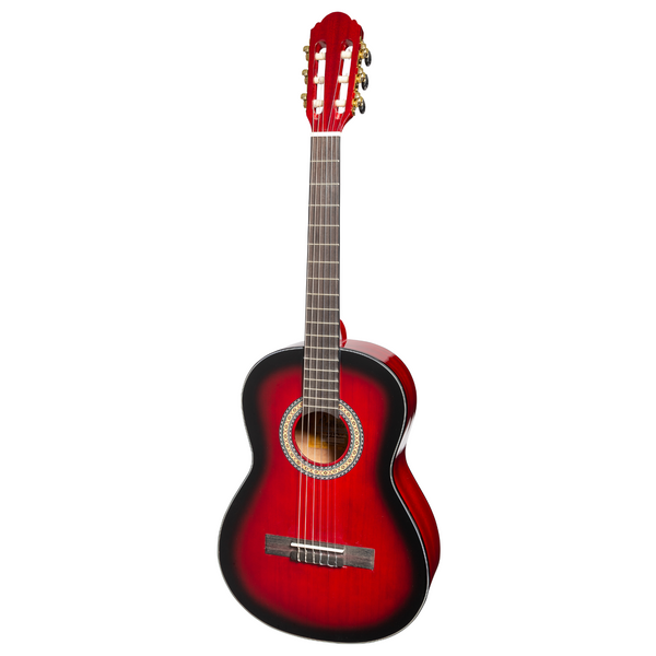 Martinez 'Slim Jim' G-Series 3/4 Size Electric Classical Guitar with Tuner (Trans Wine Red-Gloss)-MC-SJ34GT-TWR