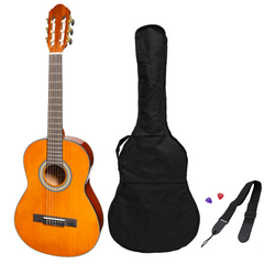 Martinez 'Slim Jim' G-Series 3/4 Size Student Classical Guitar Pack with Built In Tuner (Amber-Gloss)-MP-SJ34GT-AMB