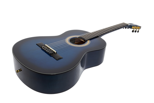 Martinez 'Slim Jim' G-Series 3/4 Size Student Classical Guitar Pack with Built In Tuner (Blue-Gloss)