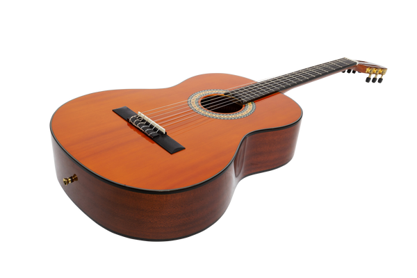 Martinez 'Slim Jim' G-Series Full Size Classical Guitar with Built-in Tuner (Amber-Gloss)