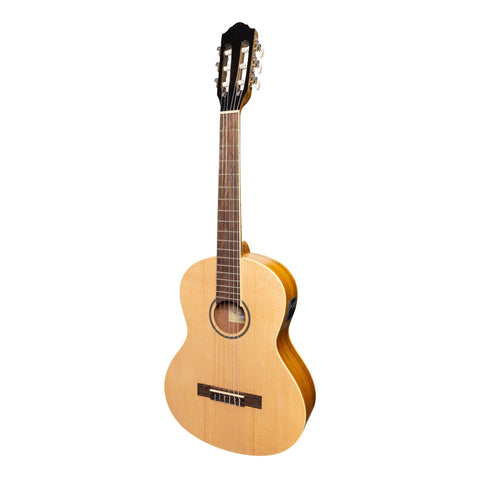 Martinez 'Slim Jim' Left Handed 3/4 Size Student Classical Guitar Pack with Built In Tuner (Spruce/Koa)-MP-SJ34TL-SK