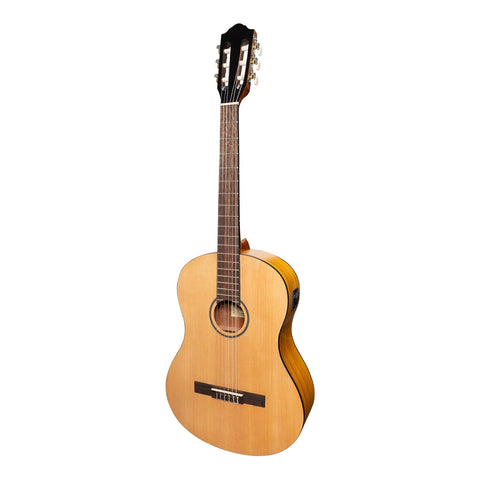 Martinez 'Slim Jim' Left Handed Full Size Student Classical Guitar Pack with Built In Tuner (Spruce/Koa)-MP-SJ44TL-SK