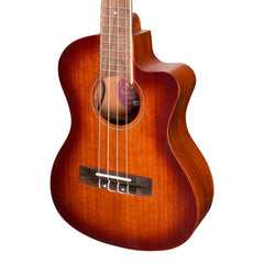 Martinez 'Southern Belle 6 Series' Mahogany Solid Top Electric Cutaway Tenor Ukulele with Hard Case (Sunburst)-MSBT-6C-NST