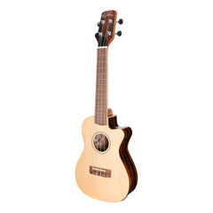 Martinez 'Southern Belle 7 Series' Spruce Solid Top Electric Cutaway Concert Ukulele with Hard Case (Natural Gloss)-MSBC-7C-NGL