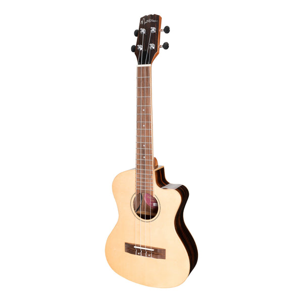 Martinez 'Southern Belle 7 Series' Spruce Solid Top Electric Cutaway Tenor Ukulele with Hard Case (Natural Gloss)-MSBT-7C-NGL
