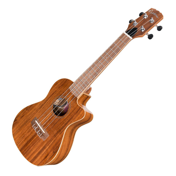 Martinez 'Southern Belle 8 Series' Koa Solid Top Electric Cutaway Concert Ukulele with Hard Case (Natural Gloss)