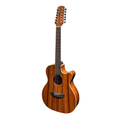 Martinez 'Southern Star Series' Koa Solid Top 12-String Acoustic-Electric Small Body Cutaway Guitar (Natural Gloss)-MFPC-812C-NGL