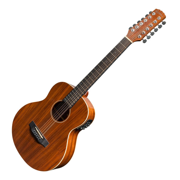 Martinez 'Southern Star Series' Koa Solid Top Left Handed 12-String Acoustic-Electric TS-Mini Guitar (Natural Gloss)